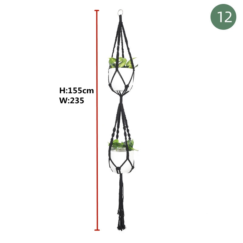 ShadowNest | Black Macrame Plant Hanger