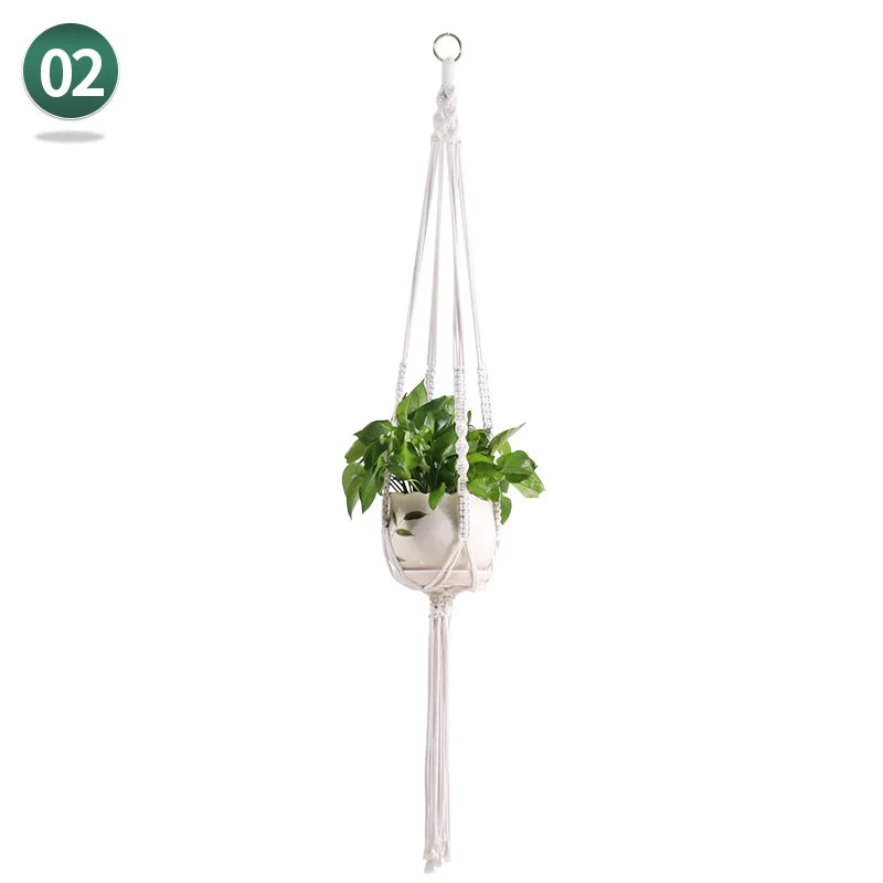 AeriNest | White Macrame Hanging Basket