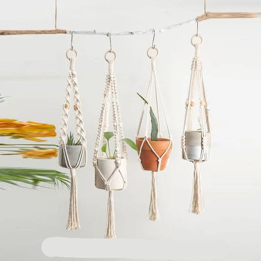 AeriNest | White Macrame Hanging Basket