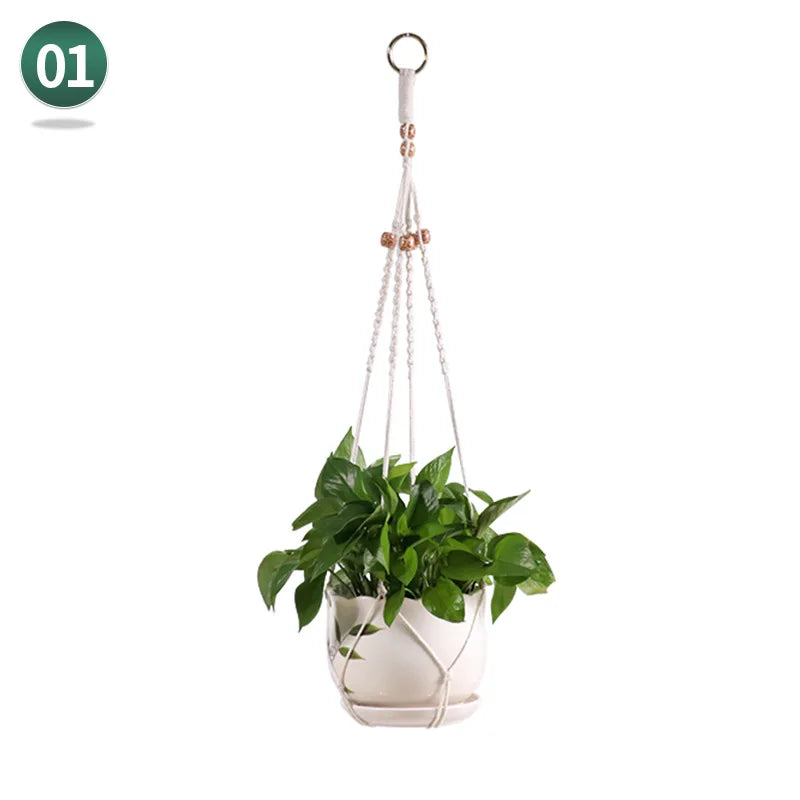 AeriNest | White Macrame Hanging Basket