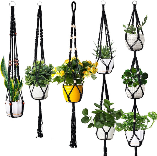 ShadowNest | Black Macrame Plant Hanger