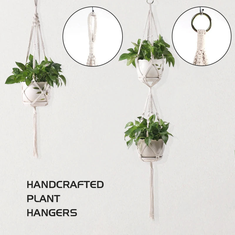 AeriNest | White Macrame Hanging Basket