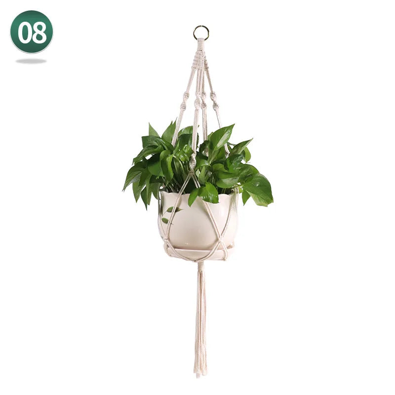 AeriNest | White Macrame Hanging Basket