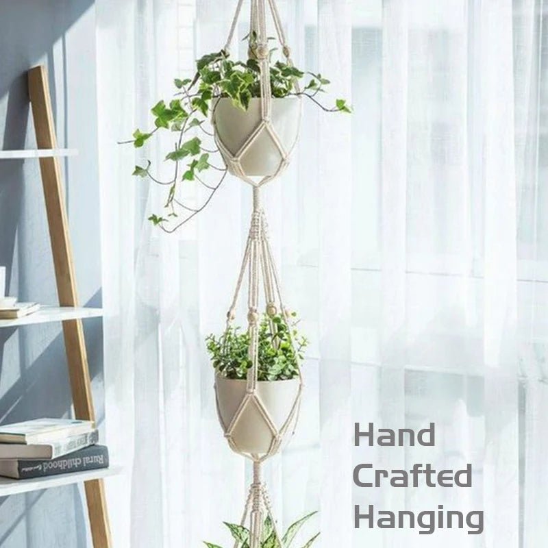 AeriNest | White Macrame Hanging Basket