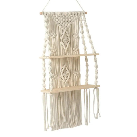 Nature's Nook | Boho Wall Shelf | Natural White
