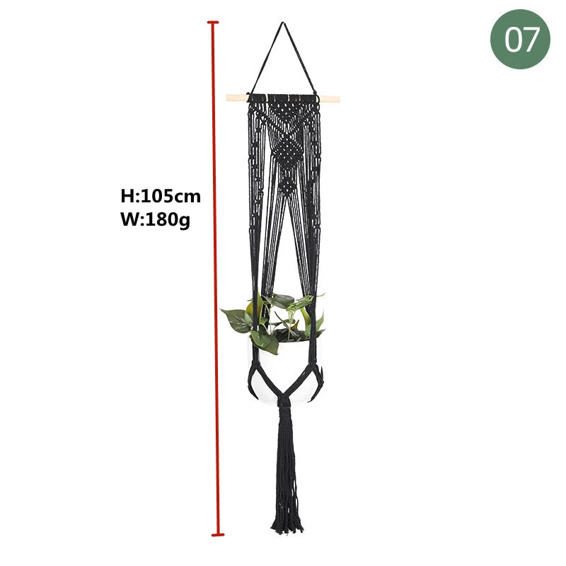 ShadowNest | Black Macrame Plant Hanger