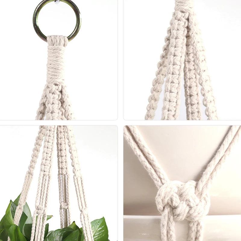 AeriNest | White Macrame Hanging Basket