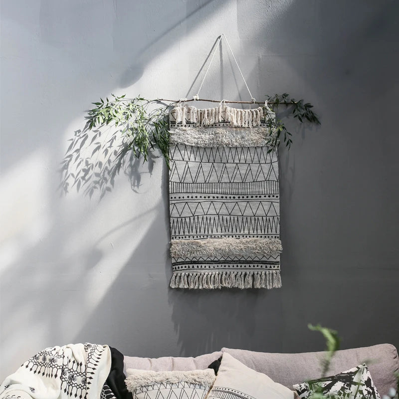 Moroccan Muse | Black & White Boho Tapestry