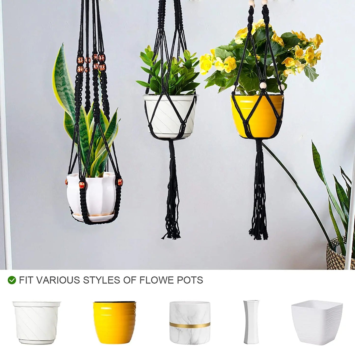 ShadowNest | Black Macrame Plant Hanger