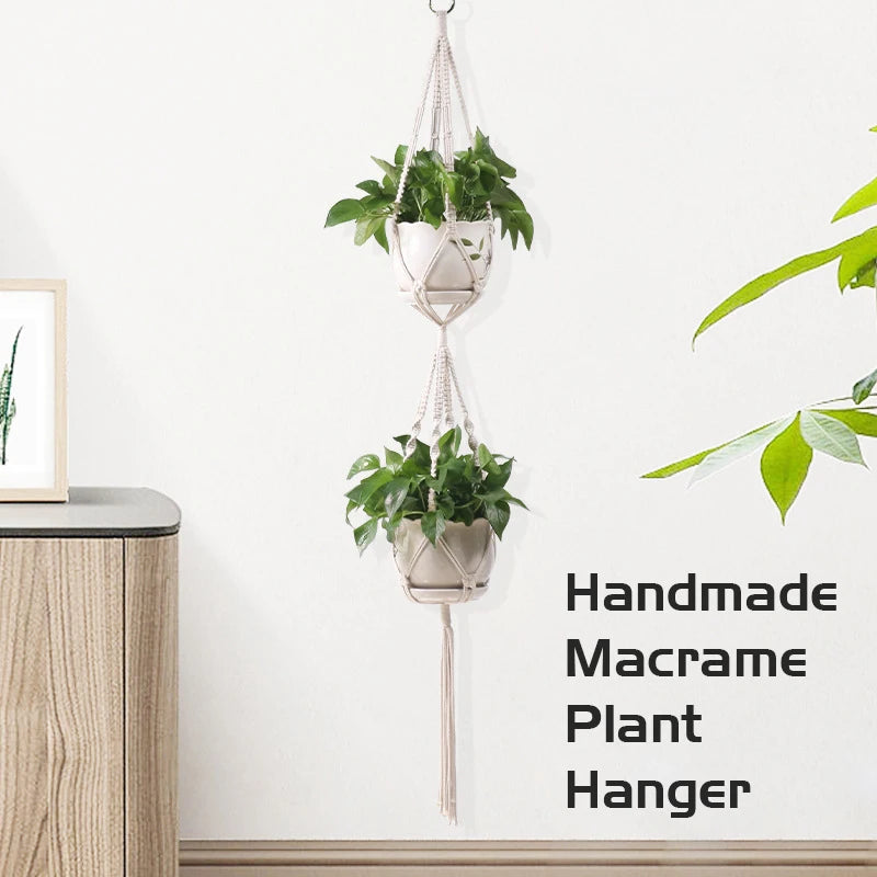 AeriNest | White Macrame Hanging Basket