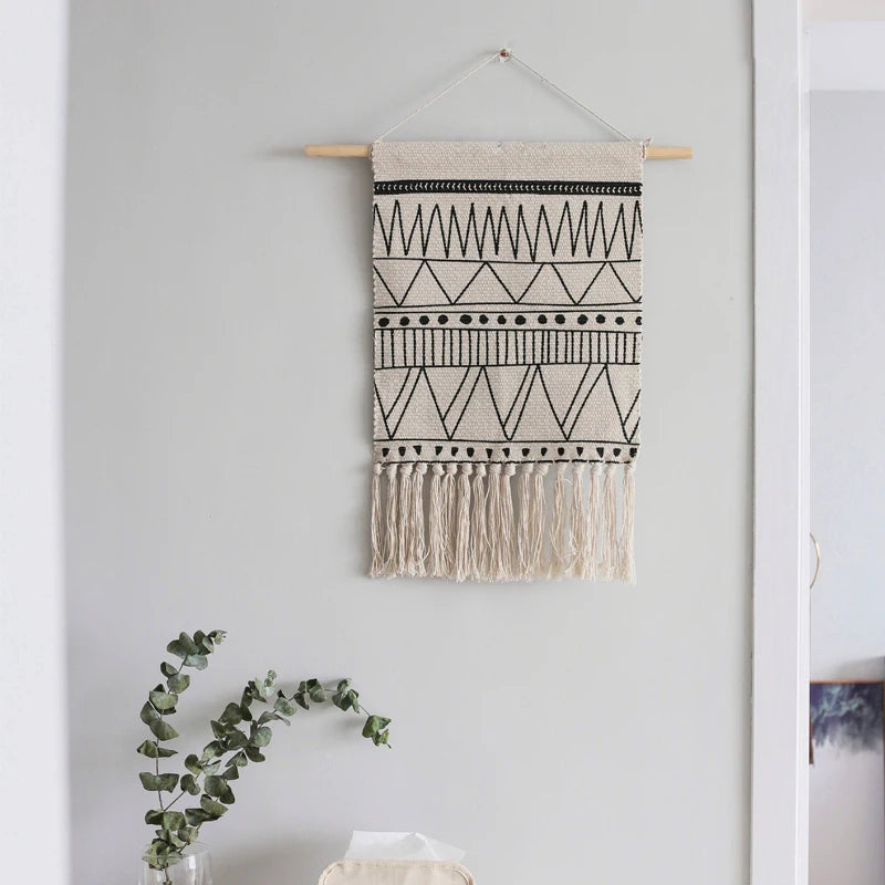 Moroccan Muse | Black & White Boho Tapestry