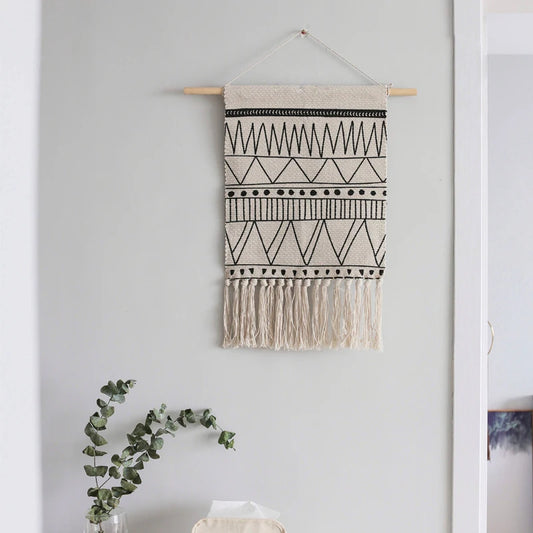 Moroccan Muse | Black & White Boho Tapestry