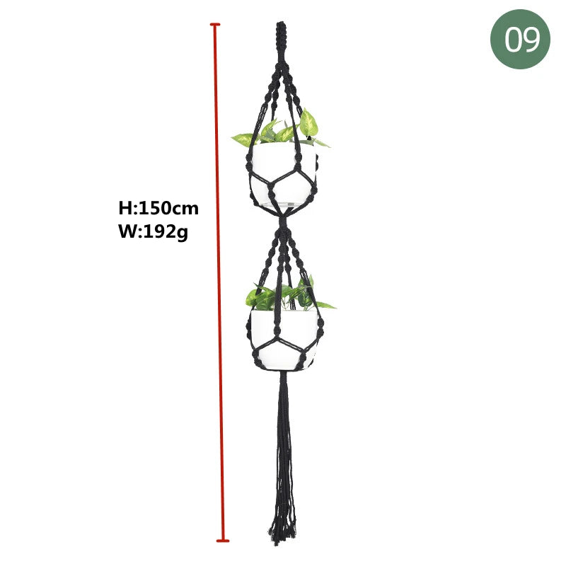 ShadowNest | Black Macrame Plant Hanger