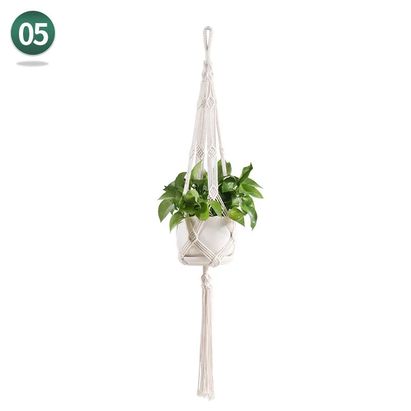 AeriNest | White Macrame Hanging Basket