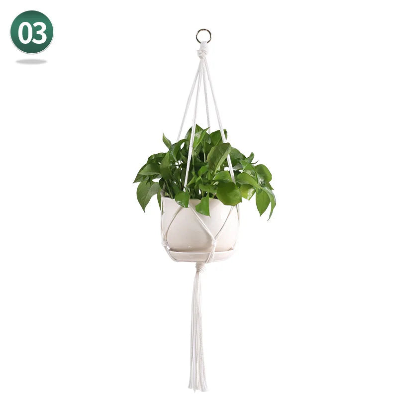 AeriNest | White Macrame Hanging Basket