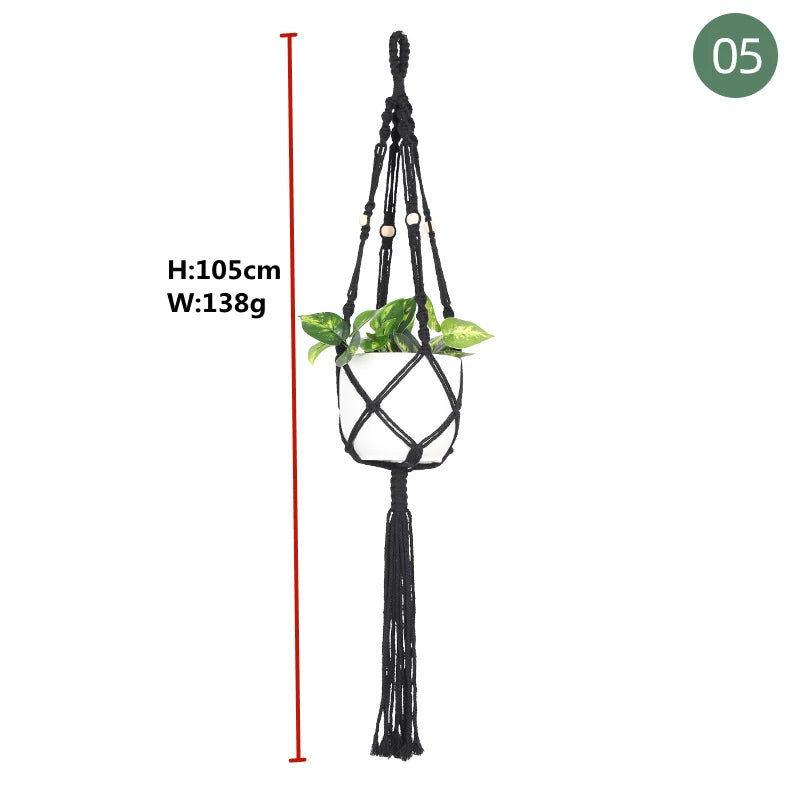 ShadowNest | Black Macrame Plant Hanger