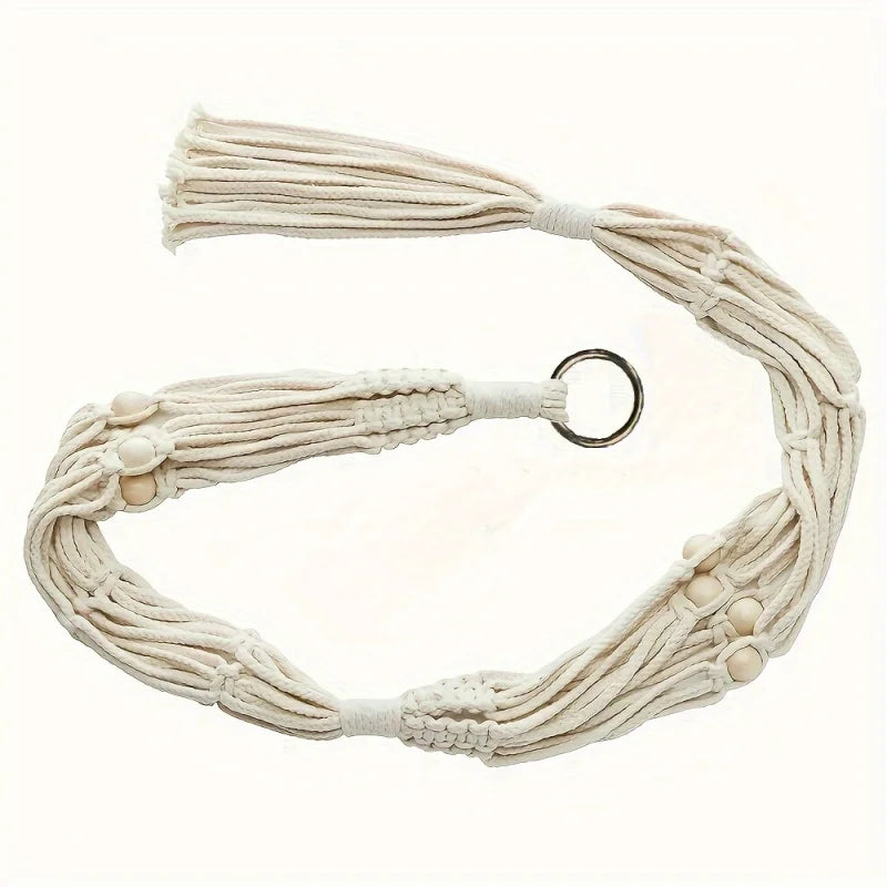 LumiNest | Light Yellow Tiered Macrame Hanging Planter