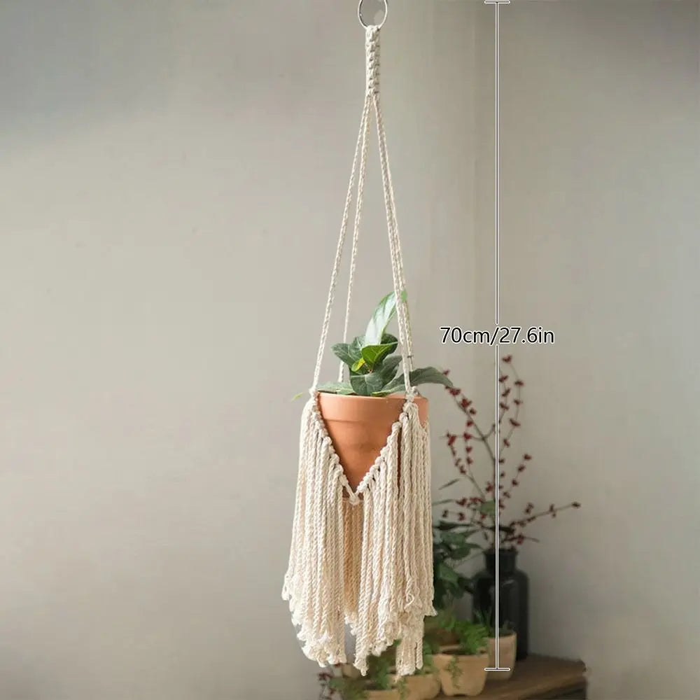 NestiaBloom | Beige Macrame Hanging Planter