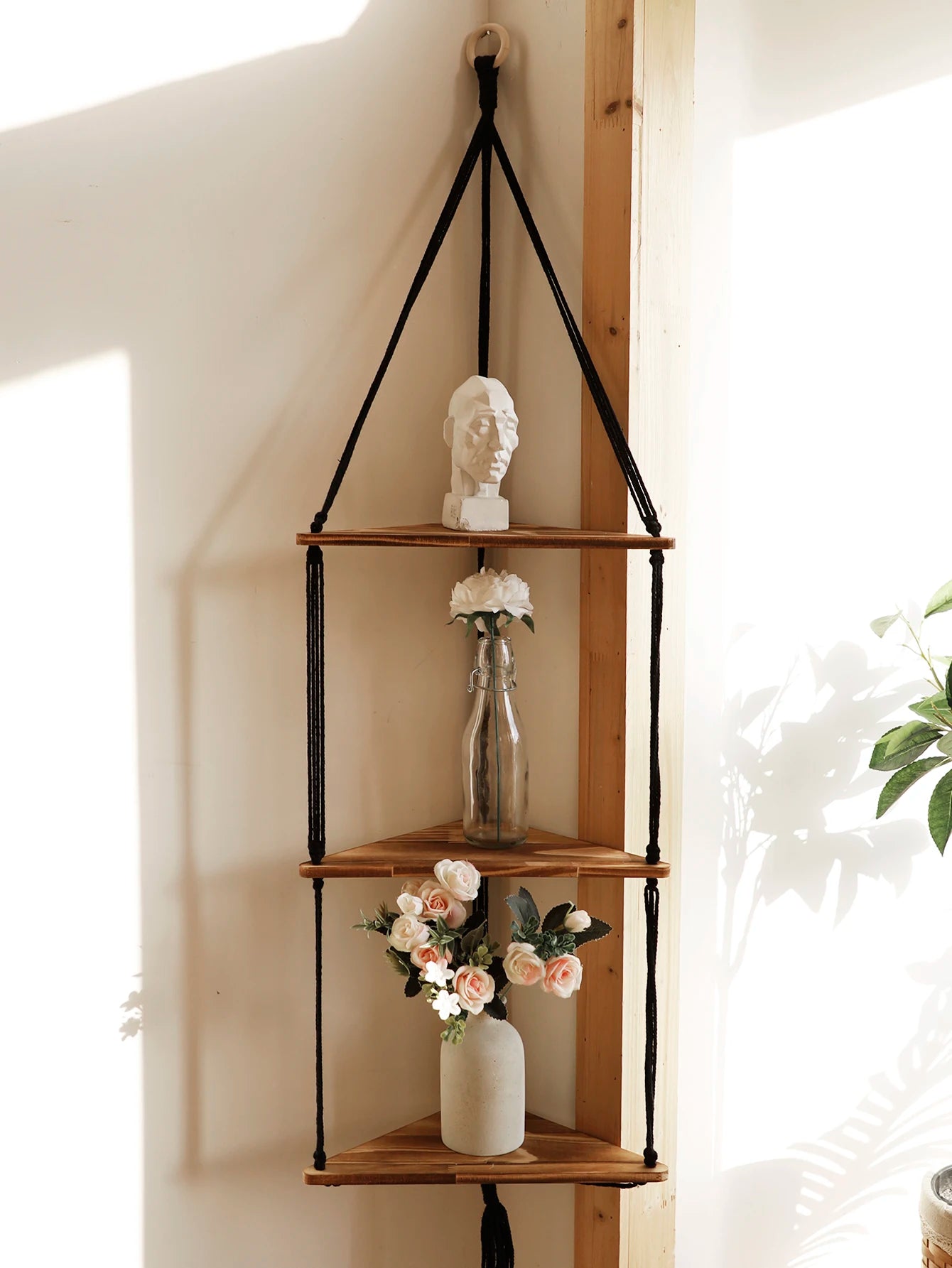 Rustic Rhapsody | Boho Floating Wall Shelf | Natural