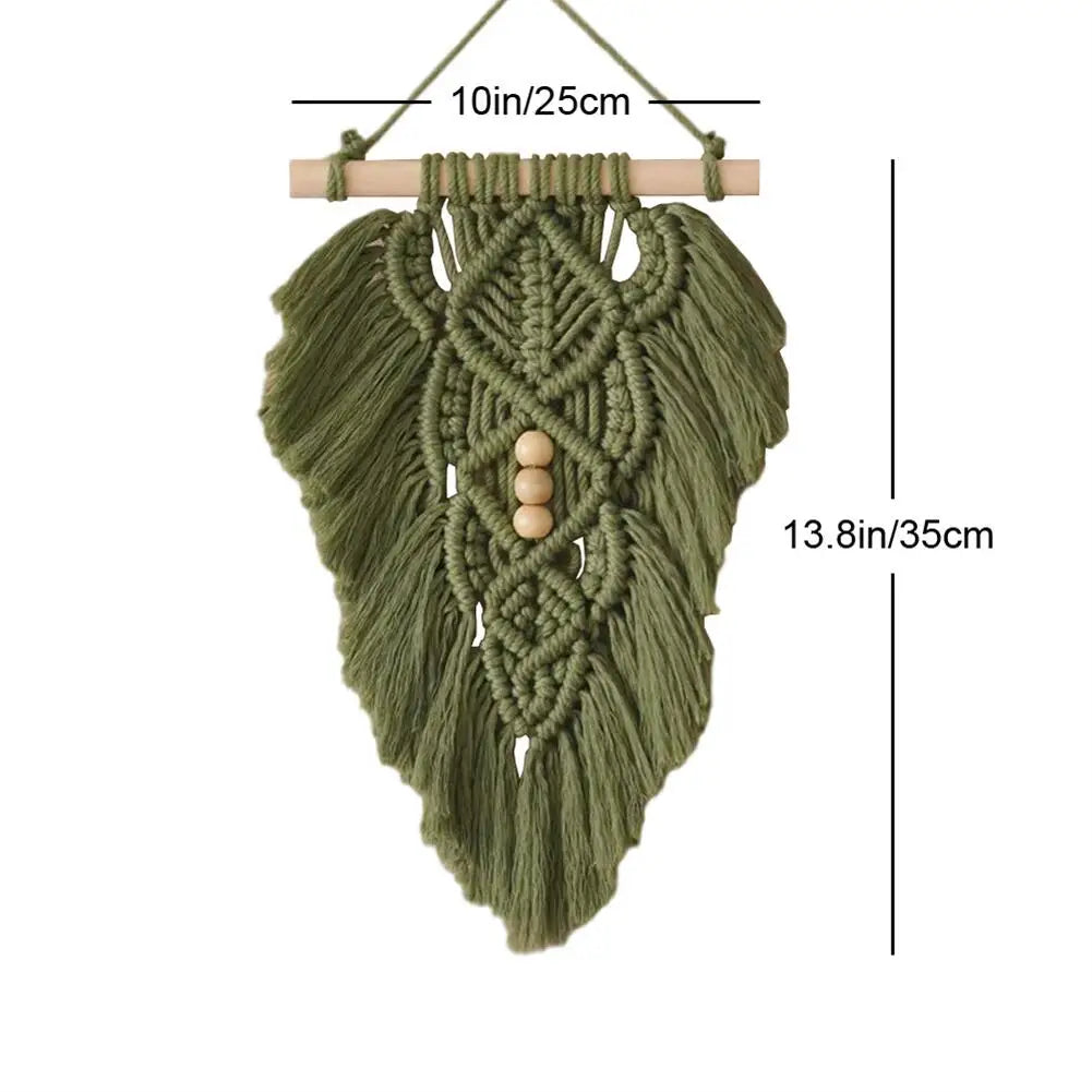 Verdant Leaf | Macrame Hanging Tapestry | Light Green
