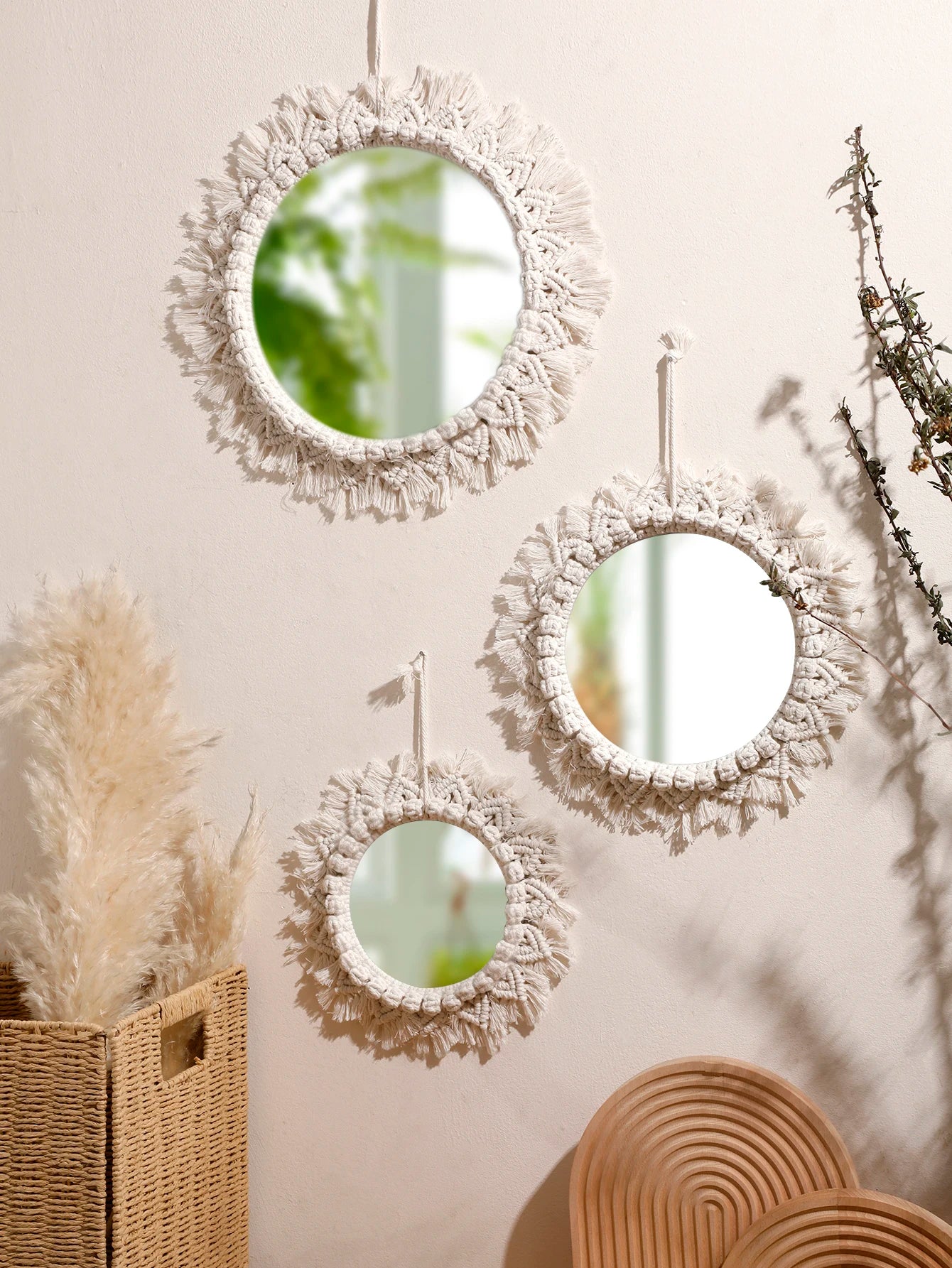 Celestial Reflection | Boho Mirror Wall Hanging