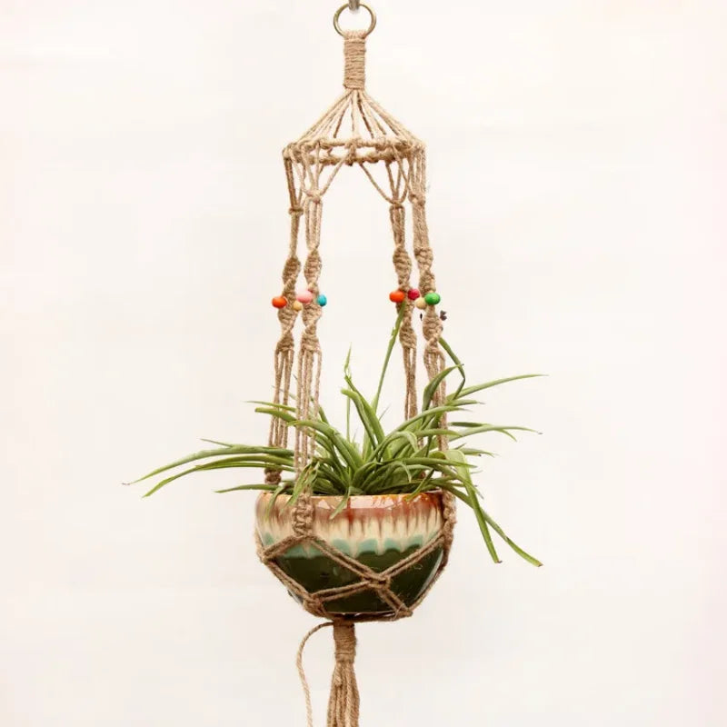 TerraNest | Brown Macrame Hanging Plant Basket