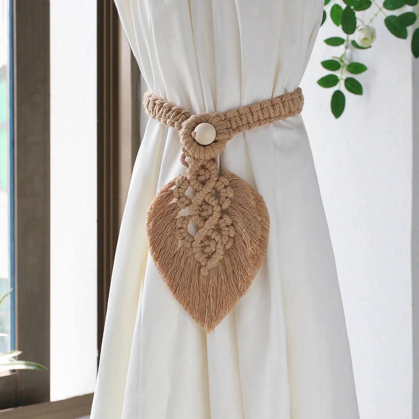 Rustic Weave | Macrame Curtain Tiebacks | Grey