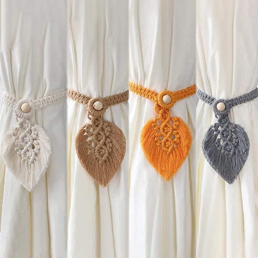 Rustic Weave | Macrame Curtain Tiebacks | Grey