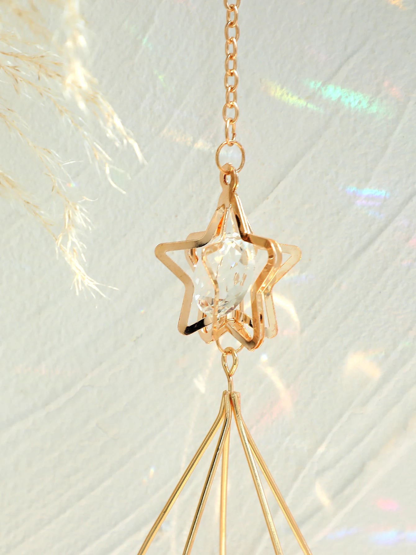 SolaraGlow | Gold Hanging Air Plant Holder