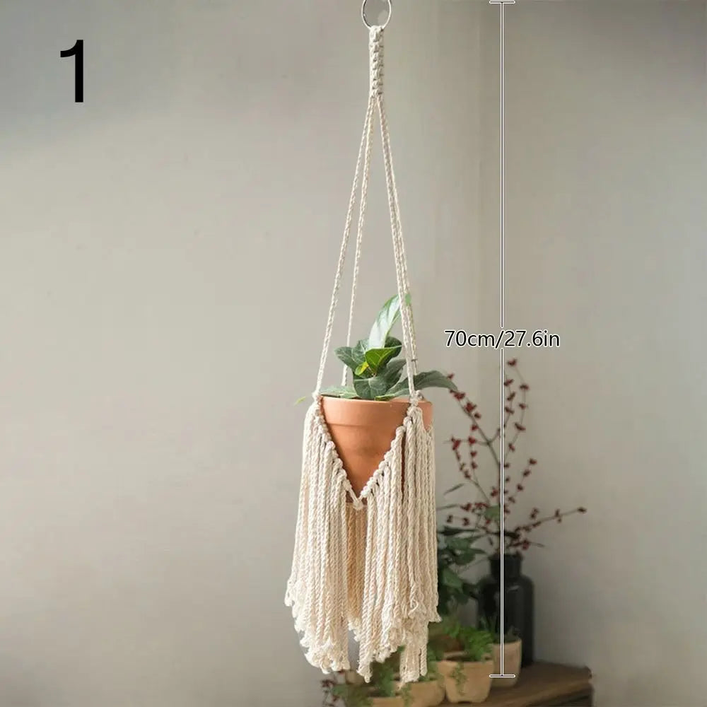 NestiaBloom | Beige Macrame Hanging Planter