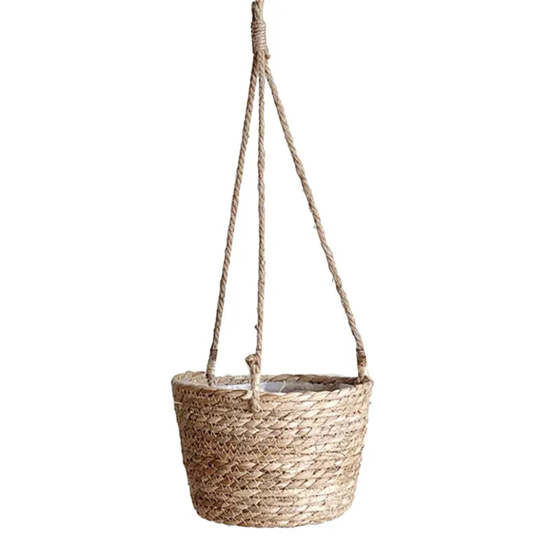 SageNest | Beige Macrame Hanging Plant Basket
