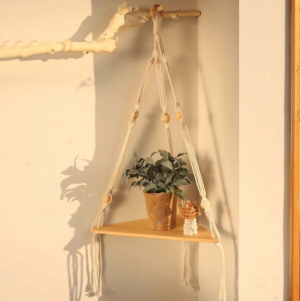 Rustic Rhapsody | Boho Floating Wall Shelf | Natural