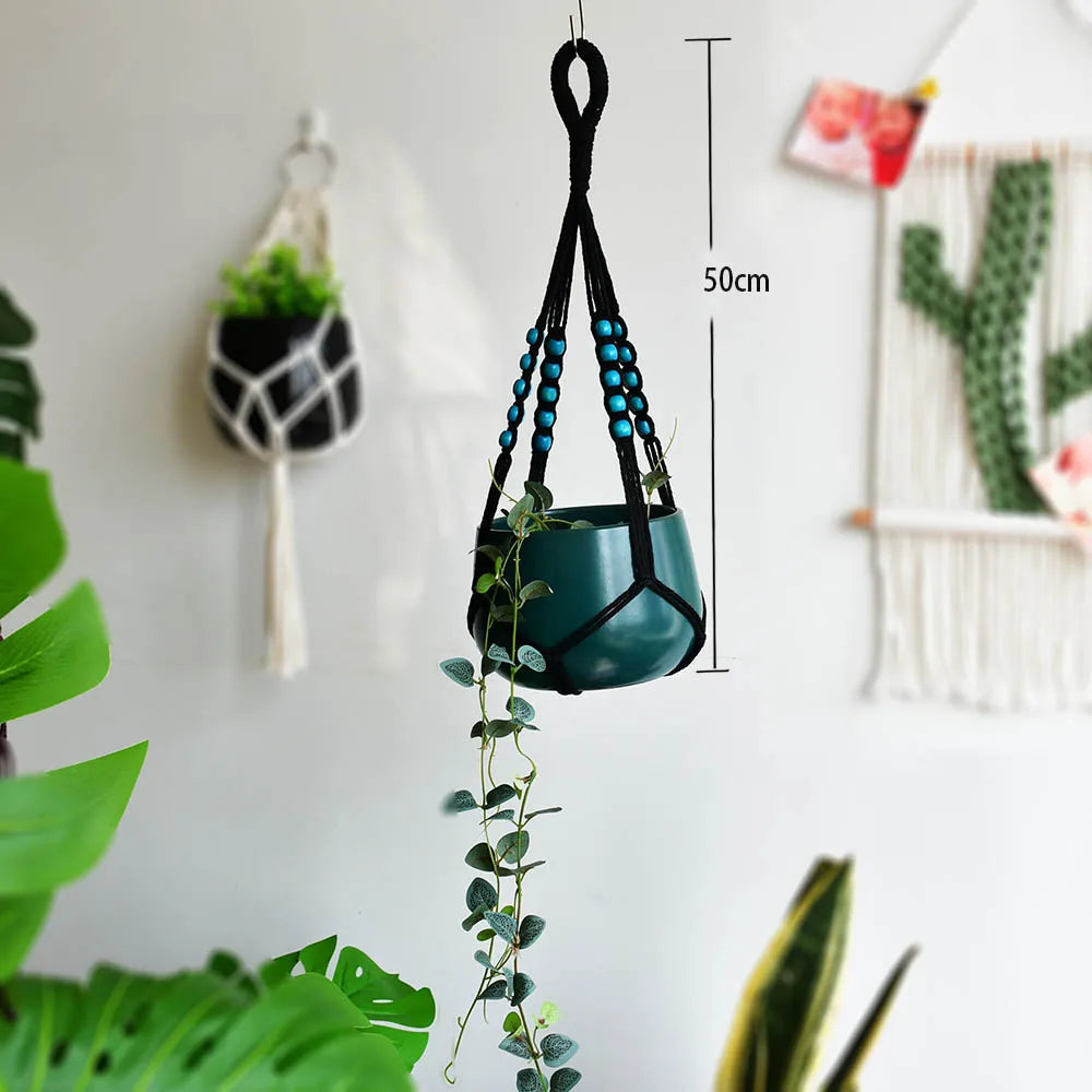 NoirLoop | Black Short Macrame Plant Hanger