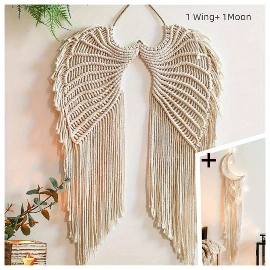 Celestial Harmony | Angel Wing & Moon Wall Tapestry