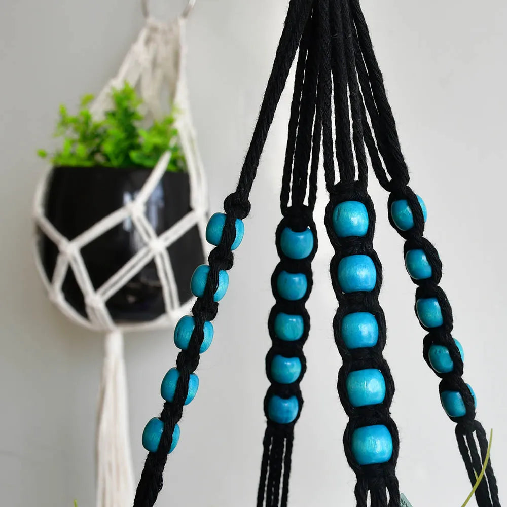 NoirLoop | Black Short Macrame Plant Hanger