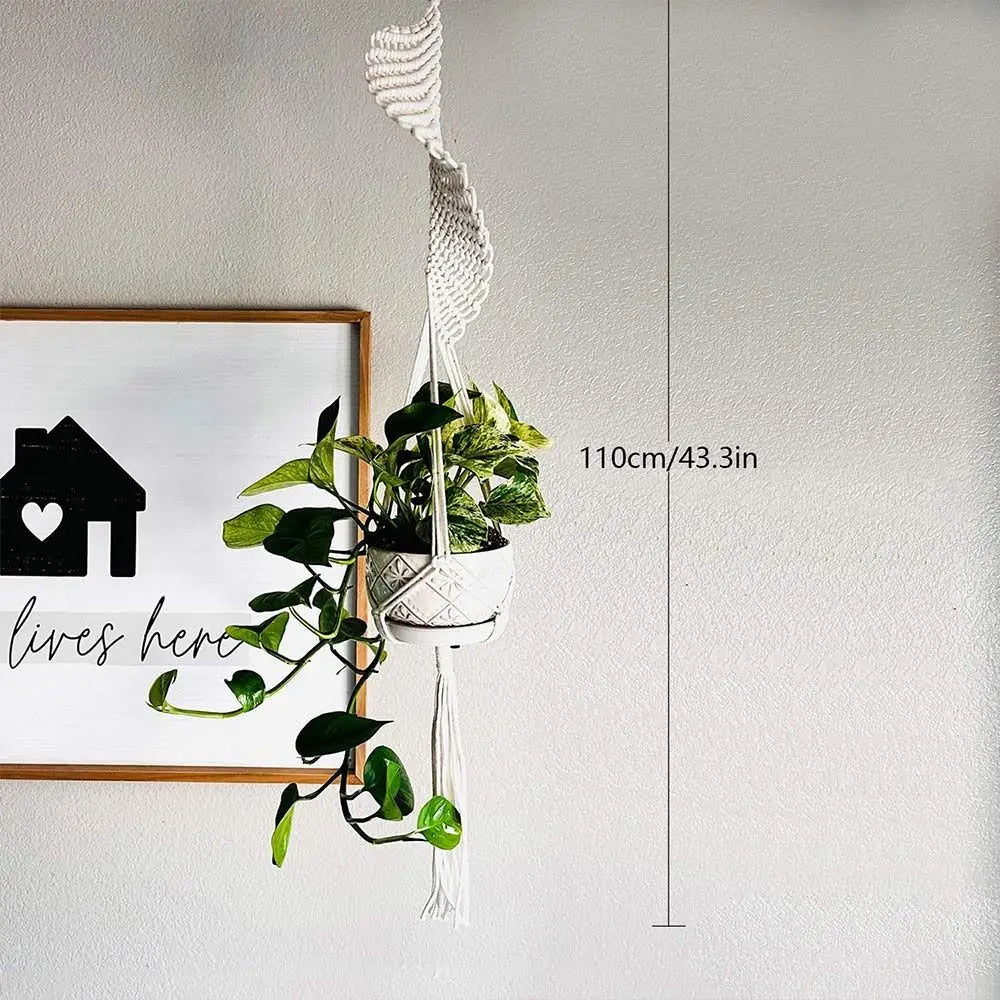 NestiaBloom | Beige Macrame Hanging Planter