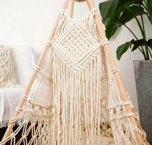 Nordic Wonder | Boho Net Tent Tapestry | Beige
