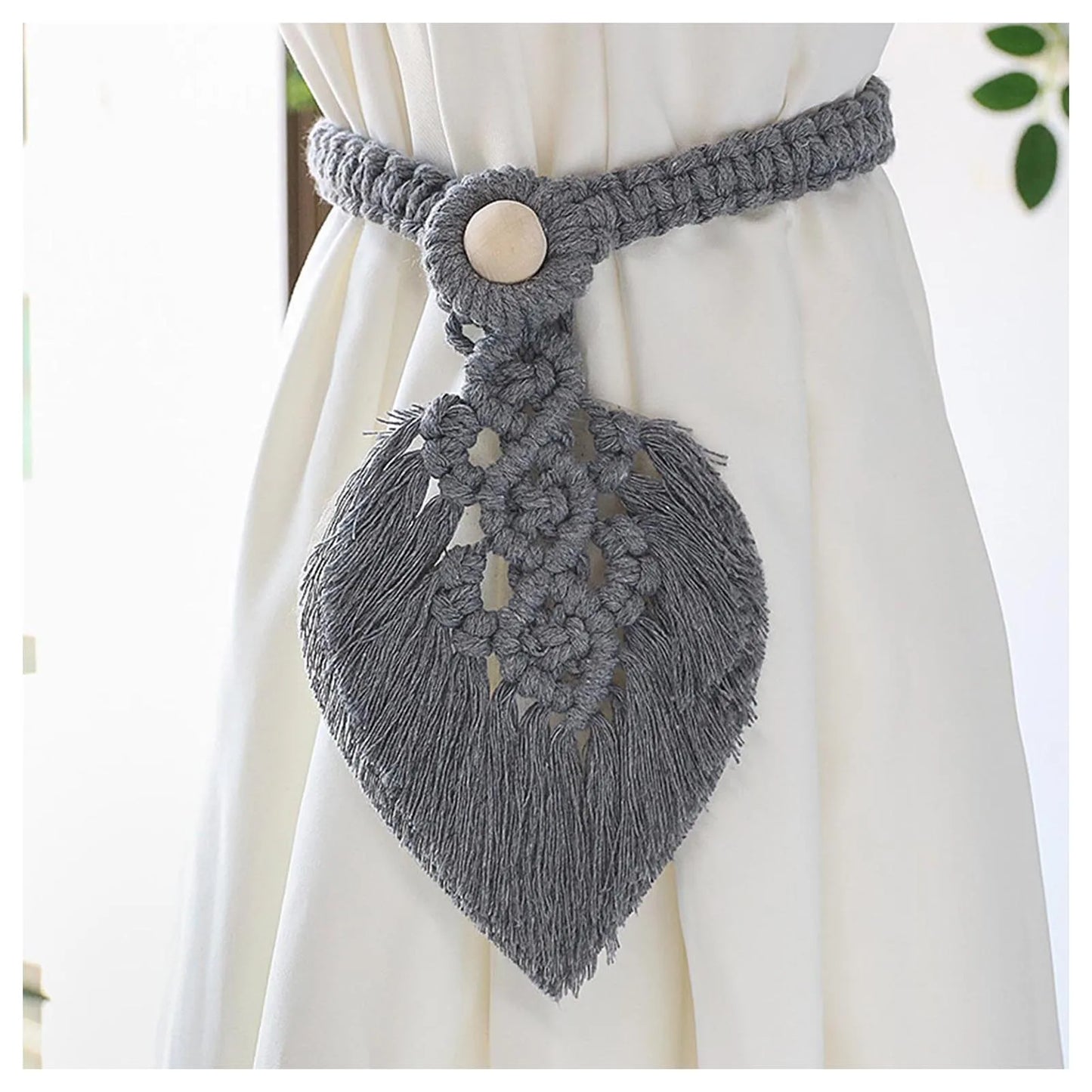 Rustic Weave | Macrame Curtain Tiebacks | Grey