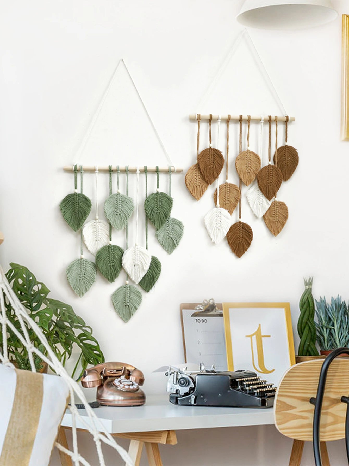 Forest Whisper | Boho Leaf Macrame Tapestry | Brown