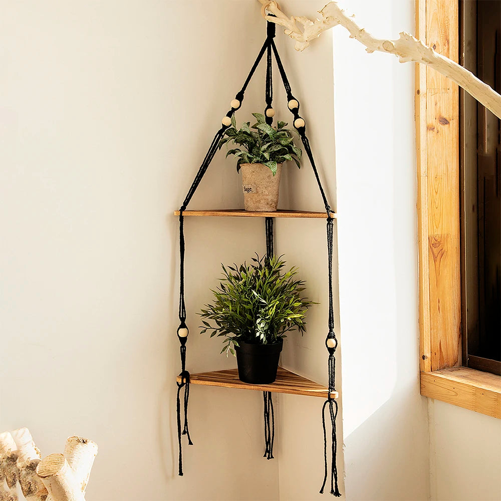 Rustic Rhapsody | Boho Floating Wall Shelf | Natural