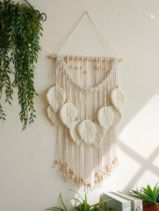 Forest Whisper | Boho Leaf Macrame Tapestry | Brown