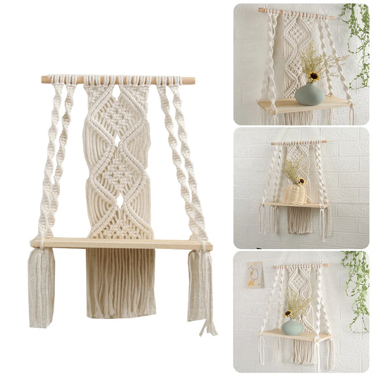 Boho Haven | Floating Wooden Shelf | White