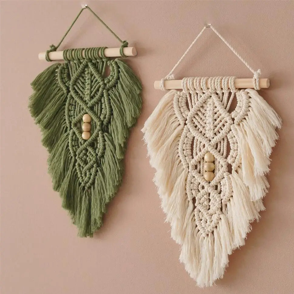 Verdant Leaf | Macrame Hanging Tapestry | Light Green