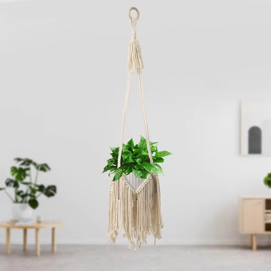 DriftNest | White Boho Hanging Planter Set (3 pcs)