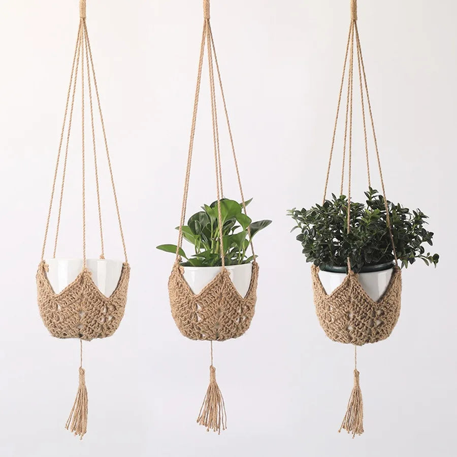EarthNest | Brown Hanging Mesh Plant Basket