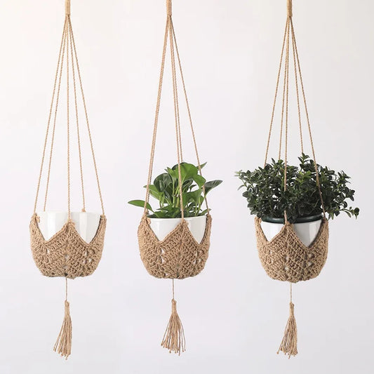 EarthNest | Brown Hanging Mesh Plant Basket