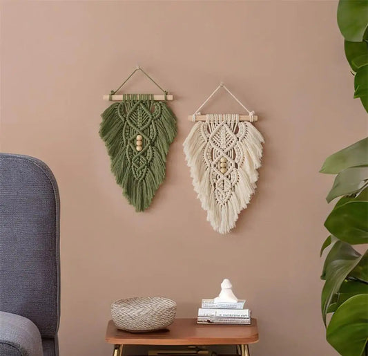 Verdant Leaf | Macrame Hanging Tapestry | Light Green