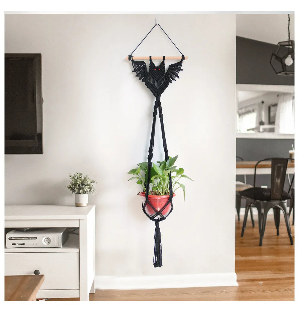 Nordic Echo | Bat Woven Macrame Tapestry | White