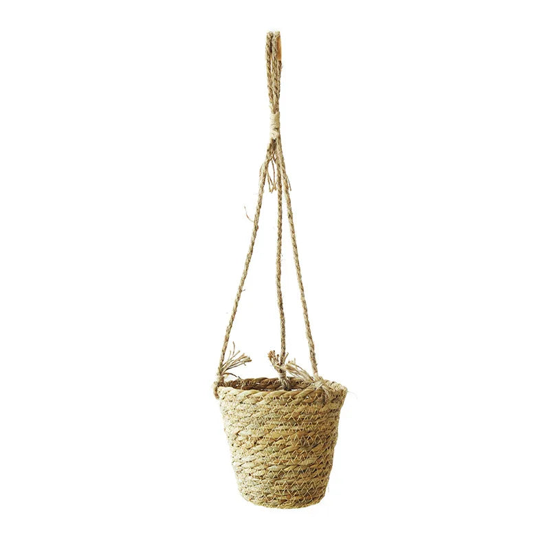 TerraWeave | Beige Rattan Hanging Plant Basket