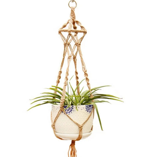 TerraNest | Brown Macrame Hanging Plant Basket